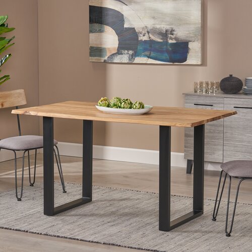 Loon Peak® Solid Wood Top Metal Base Dining Table & Reviews | Wayfair